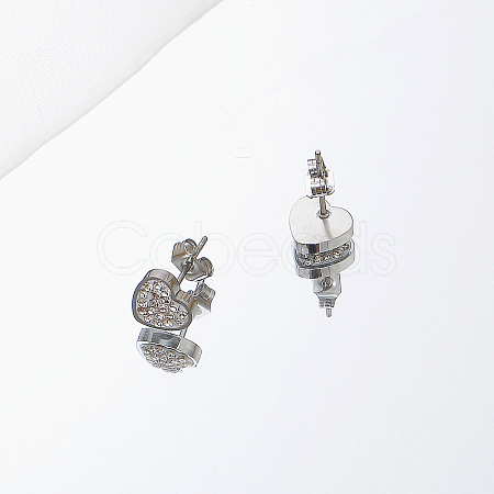 Non-Tarnish 304 Stainless Steel Heart Stud Earrings for Women IO4754-4-1