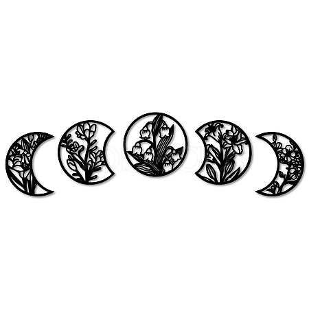 Wood Moon Phase Pendant Decoration HJEW-WH20013-002-1