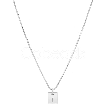 1Pc Stainless Steel Letter Rectangle Pendant Necklaces NJEW-LP0001-34I-P-1