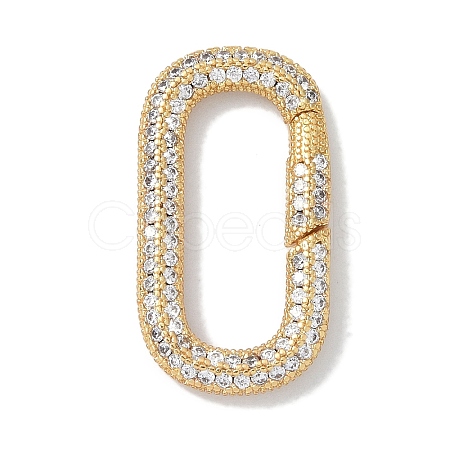 Rack Plating Brass Micro Pave Cubic Zirconia Spring Gate Rings Clasps KK-NH0002-19G-01-1