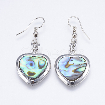 Abalone Shell/Paua Shell Dangle Earrings EJEW-F147-A10-1