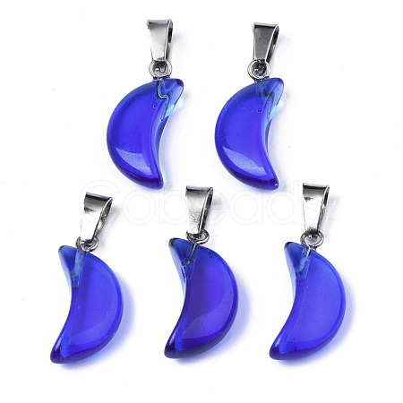 Transparent Spray Painted Glass Pendants GLAA-N035-021-F02-1