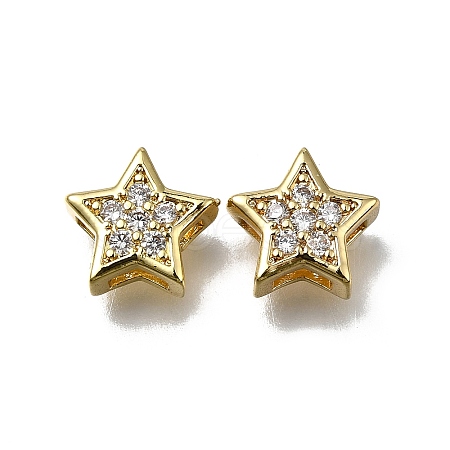 Star Brass Micro Pave Clear Cubic Zirconia Slide Charms LS-ZIRC-I070-013G-1
