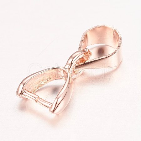 Real Rose Gold Plated Brass Pendant Pinch Bails X-KK-E702-04RG-NF-1