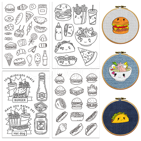 4 Sheets 11.6x8.2 Inch Stick and Stitch Embroidery Patterns DIY-WH0455-176-1