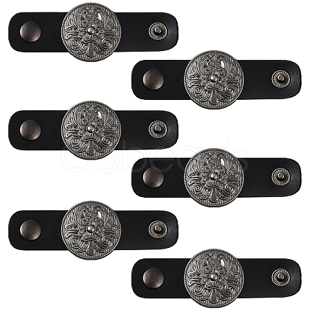 6Pcs Alloy with Imitation Leather Scarf Clips AJEW-CL0004-82C-1
