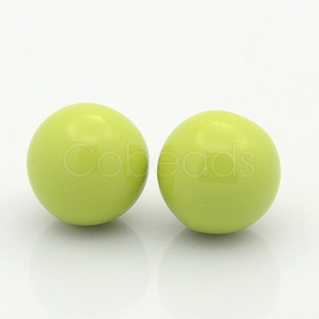 No Hole Spray Painted Brass Round Ball Beads Fit Cage Pendants KKB-J001-07-1