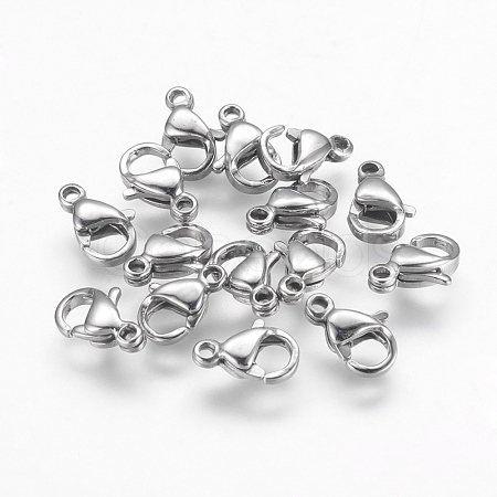 Tarnish Resistant 304 Stainless Steel Lobster Claw Clasps Hand Polished STAS-F125-9x6mm-P-1