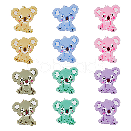 12Pcs 6 Colors Food Grade Eco-Friendly Silicone Beads SIL-HY0001-11-1