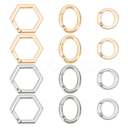 12Pcs 6 Styles Alloy Spring Gate Rings FIND-WR0008-96-1