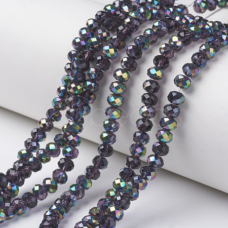 Electroplate Transparent Glass Beads Strands EGLA-A034-T4mm-Q09-1