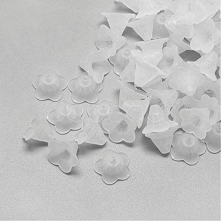 5-Petal Transparent Acrylic Bead Caps FACR-S012-SB518-1