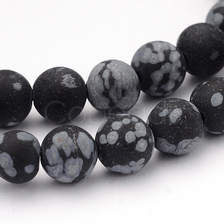 Natural Snowflake Obsidian Gemstone Beads G-J338-03-6mm-1