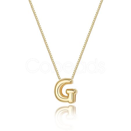 Brass Initial Pendant Box Chain Necklaces for Women FS-WG5C822-07-1