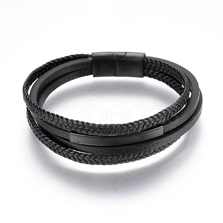 Braided Microfiber PU Leather Cord Multi-strand Bracelets BJEW-K206-H-01B-1