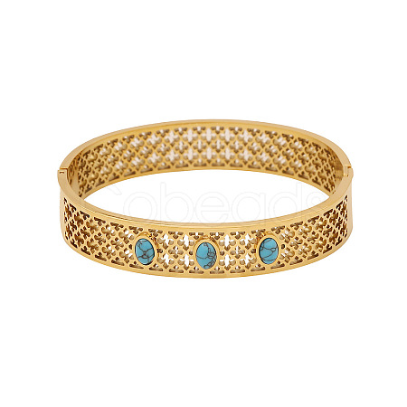 Hollow 304 Stainless Steel Hinged Bangles for Women FS-WG1F530-01-1