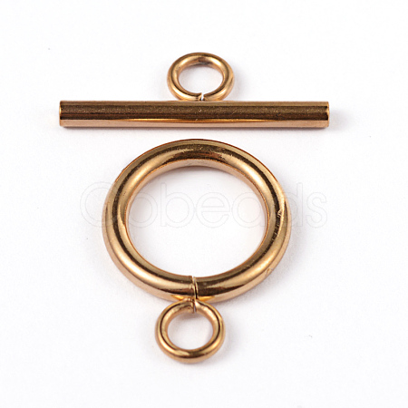 Ion Plating(IP) 304 Stainless Steel Ring Toggle Clasps STAS-L176-12G-1