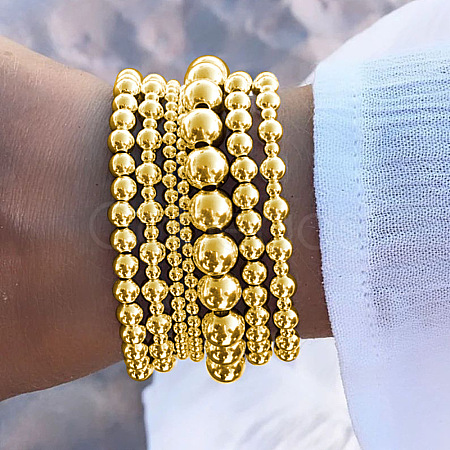 7Pcs CCB Round Beaded Stretch Bracelets WGF8C34-04-1