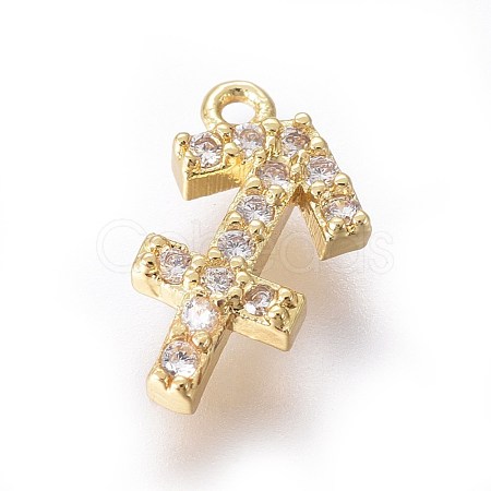 Golden Plated Brass Micro Pave Cubic Zirconia Charms ZIRC-L075-51D-1