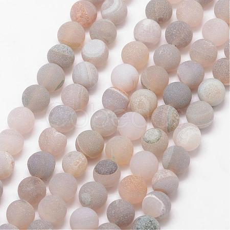 Natural Druzy Geode Agate Bead Strands G-K166-09-8mm-08-1