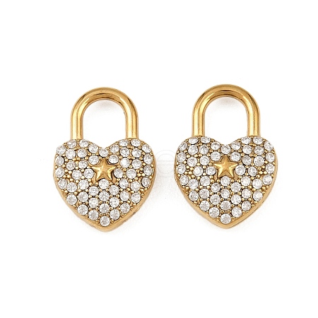 304 Stainless Steel Micro Pave Cubic Zirconia Pendants STAS-A132-05B-G-1