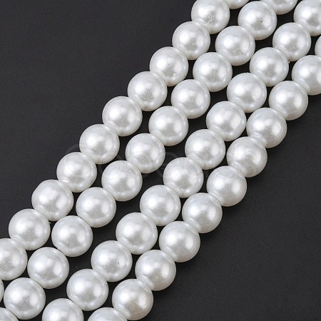 White Glass Pearl Round Loose Beads For Jewelry Necklace Craft Making X-HY-10D-B01-1