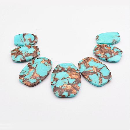 Assembled Bronzite and Synthetic Turquoise Graduated Beads Strands G-P297-T01-1