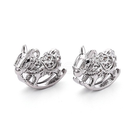 Brass Pave Clear Cubic Zirconia Pendants KK-T081-02P-1