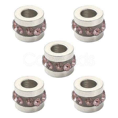 201 Stainless Steel Polymer Clay Rhinestone Inlaid Beads RB-YW0001-11H-1