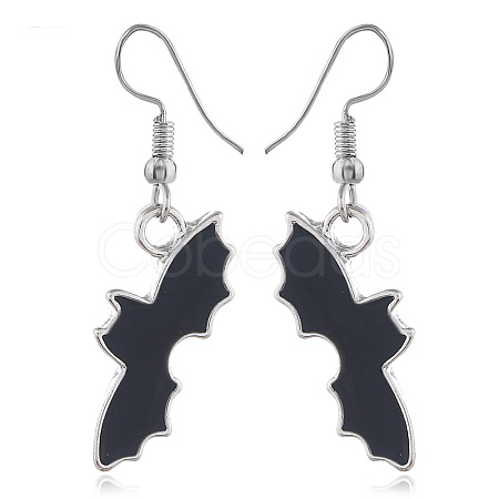 Halloween Theme Alloy Enamel Black Dangle Earrings FS-WG50C46-04-1