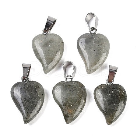 Natural Labradorite Heart Pendants G-H073-03P-08-1