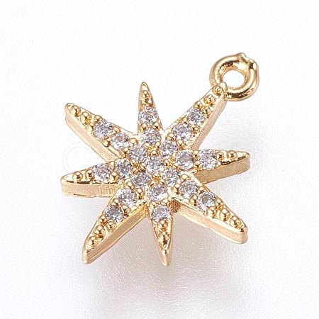 Brass Micro Pave Cubic Zirconia Charms ZIRC-G116-09G-1