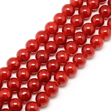 Baking Paint Crackle Glass Beads Strands X-DGLA-Q023-8mm-YS31-1