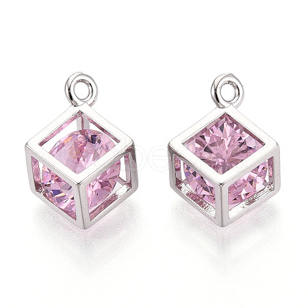 Brass Micro Pave Cubic Zirconia Charms KK-N264-02A-P-1