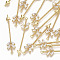 Brass Micro Pave Cubic Zirconia Links connectors, Nickel Free, Arrow, Clear, Real 18K Gold Plated, 41x8x3mm, Hole: 1.2mm