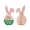 Single-Sided Printed Wood Big Pendants, Rabbit Charm, Sea Green, 97x45x2.5mm, Hole: 3.5mm