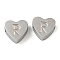 Tarnish Resistant 304 Stainless Steel Beads, Heart with Letter, Stainless Steel Color, Letter R, 7x8x3mm, Hole: 2mm