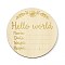 Wooden Hello World Baby Photo Props, Birth Announcement Plaques, Wooden Growth Milestone Signs, Flat Round, 9.9x0.3cm