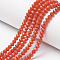 Opaque Solid Color Glass Beads Strands, Faceted, Rondelle, Orange Red, 3.5~3.8x3mm, Hole: 0.4mm, about 113~115pcs/strand, 32~33cm