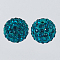 Pave Disco Ball Beads, Polymer Clay Rhinestone Beads, Round, Blue Zircon, PP13(1.9~2mm), 5 Rows Rhinestone, 8mm, Hole: 1mm