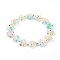 Handmade Millefiori Lampwork Stretch Bracelets, with Iron Spacer Beads, Heart, White, Inner Diameter: 2-3/8 inch(6cm)