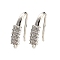 Rack Plating Brass Pave Cubic Zirconia Earring Hooks, Ear Wire, Lead Free & Cadmium Free, Star, Silver, 16~16.5x3.5mm, Hole: 1.2mm, 18 Gauge, Pin: 1mm