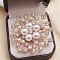 Flower Alloy Rhinestone Brooches for Women, Golden, 45x45mm