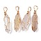 Natural Grey Agate Big Pendants, with Golden Brass Findings, Hexagonal Prisms, 44.5~52x10~11x9.5~10.5mm, Hole: 4x7mm