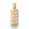 304 Stainless Steel Pendants, with Polymer Clay Rhinestone, Column, Golden, 25x10.5mm, Hole: 3x8mm