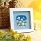 DIY Flower Pattern Photo Frame Embroidery Kits for Beginner, Including Printed Cotton Fabric, Embroidery Thread & Needles, Plastic Embroidery Hoops, Sky Blue, 155x155mm