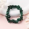 Unisex Chip Natural Malachite Beaded Stretch Bracelets, Inner Diameter: 1-3/4~2 inch(4.5~5cm)