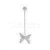 Brass Micro Pave Clear Cubic Zirconia Asymmetrical Stud Earring Findings KK-S356-775-2