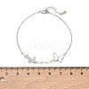 Brass Micro Pave Clear Cubic Zirconia White Butterfly Link Bracelets KK-CBA6980-21P-5