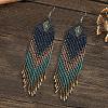 Bohemian Handmade Glass Seed Beads Rectangle Dangle Earrings PO2470-5